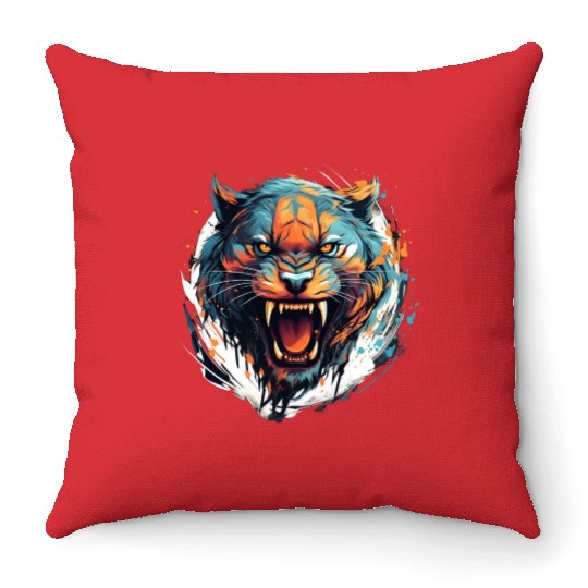 Angry Tiger Throw Pillows