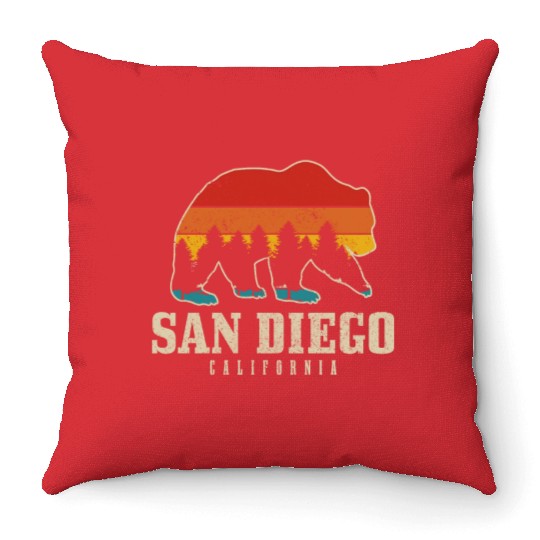 San Diego California Bear Souvenir Throw Pillows