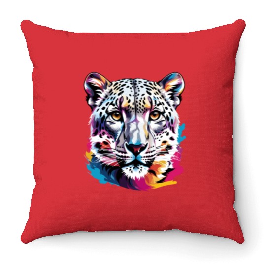 Snow leopard Throw Pillows