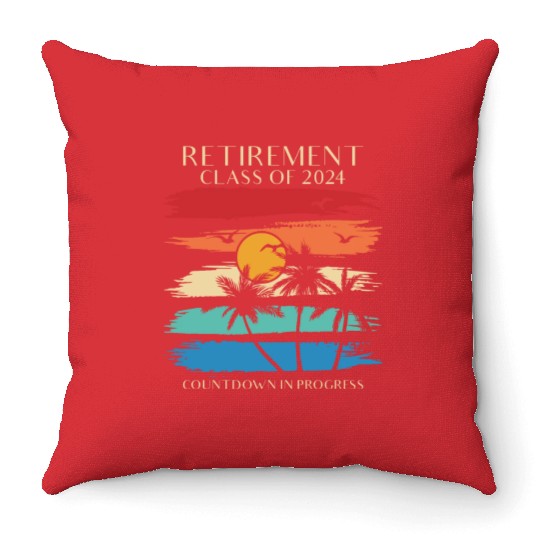 2024 Retirement Countdown Beach Throw Pillows