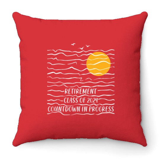 2024 Retirement Countdown Beach Throw Pillows