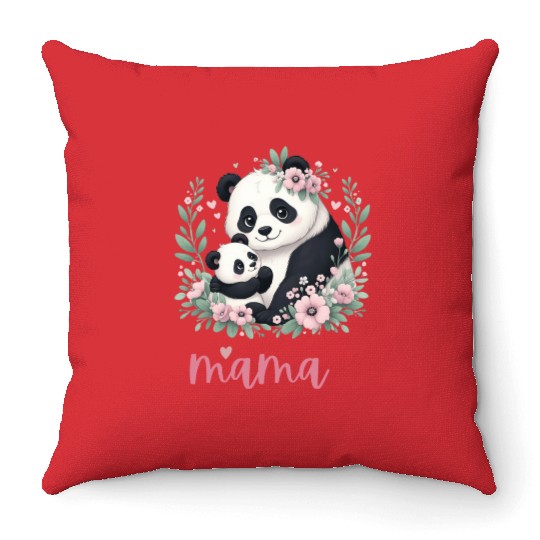 Panda Lover I Mama Panda And Cub Mother's Day Throw Pillows