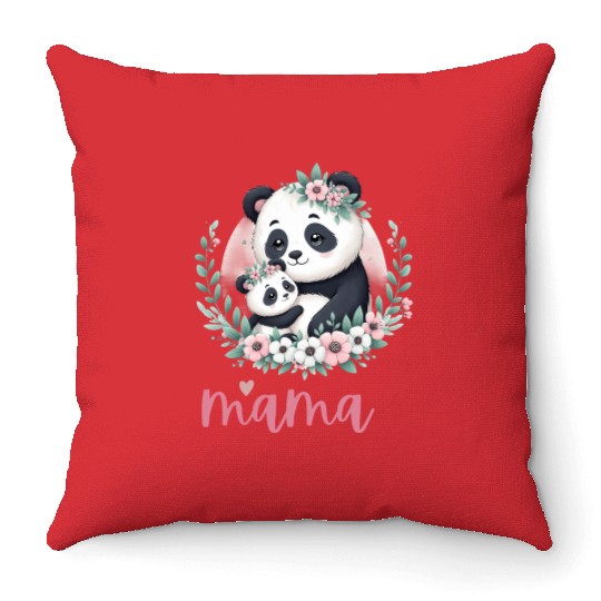 Panda Lover I Mama Panda And Cub Mother's Day Throw Pillows