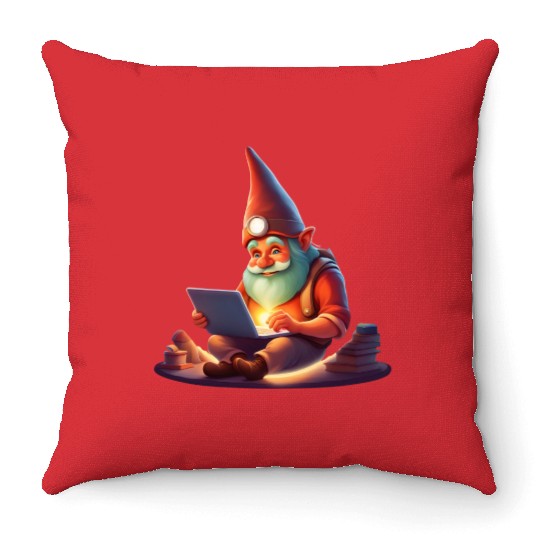 A Father's Day Gnome as a tech-savvy dad Throw Pillows
