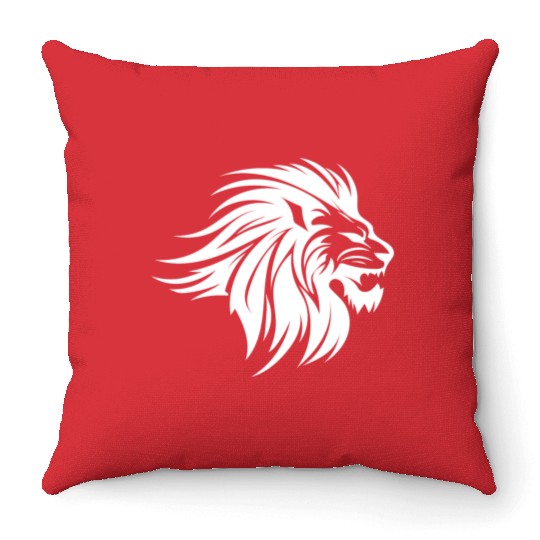 Waving Mane Lion Head Tattoo Ink Style Throw Pillows