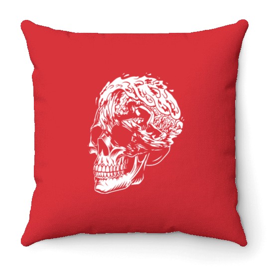 Surfing Surfer Skull Skull Nature Throw Pillows
