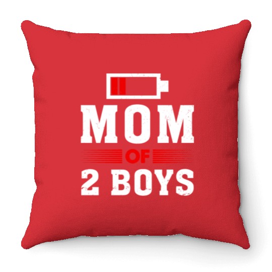 Mom of 2 Boys Mom and Son Matching Mom Throw Pillows