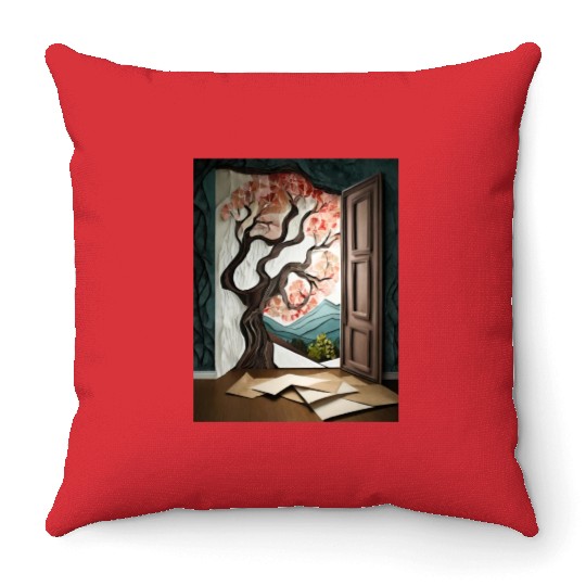Firefly Dark room with near window with tree 85837 Throw Pillows