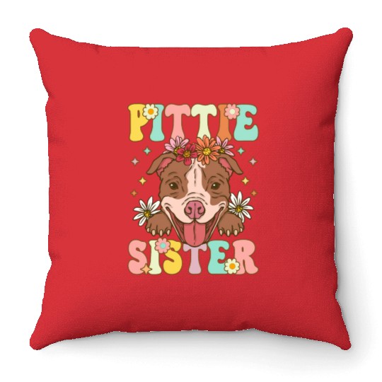 Pitbull Sister Pitbull Sister Female Dog Lover Throw Pillows