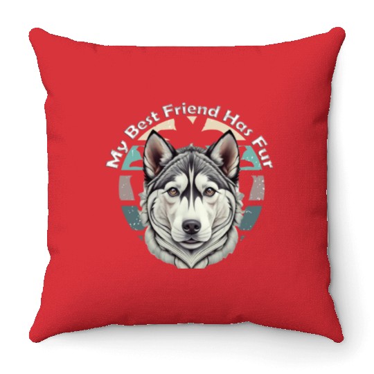 Valentine's Day celebrations with my husky Throw Pillows