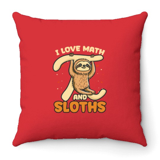 Pi Day I Love Math And Sloths Throw Pillows