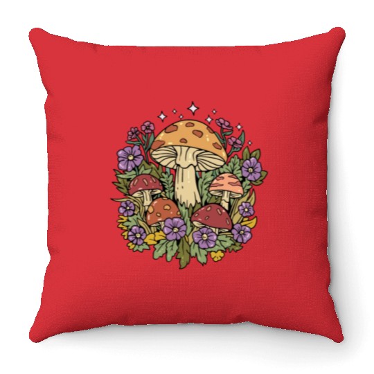 Mushroom Cottagecore Naturecore Throw Pillows