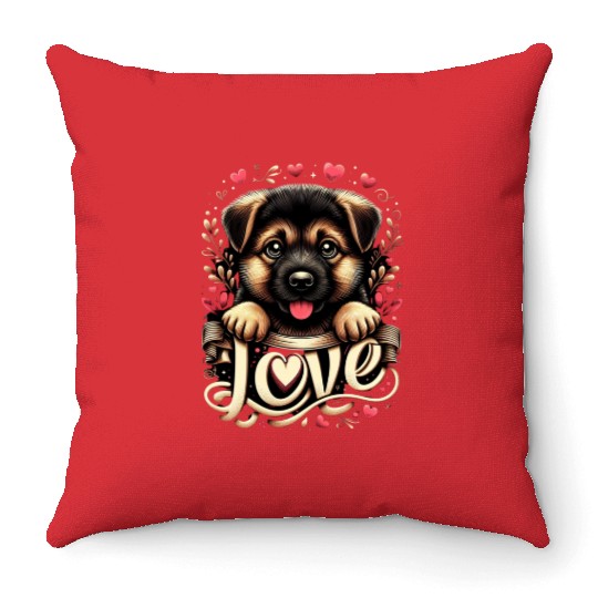 German shepherd puppy Throw Pillows