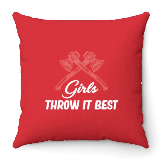 Girls Throw It Best Axe Throwing Chainsaw Throw Pillows