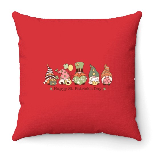 Happy St. Patrick's Day Gnomes Throw Pillows