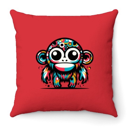 Chromatic Chimp: A Spectrum of Wonder Throw Pillows