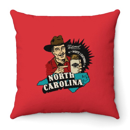 Vintage Raleigh NC Moonshine Throw Pillows