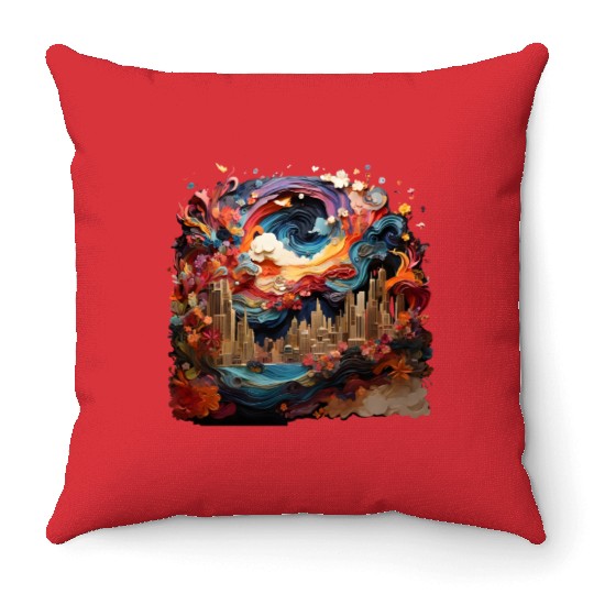 Artstation, starry night colorful Throw Pillows