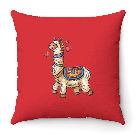 llama for animals lover Throw Pillows