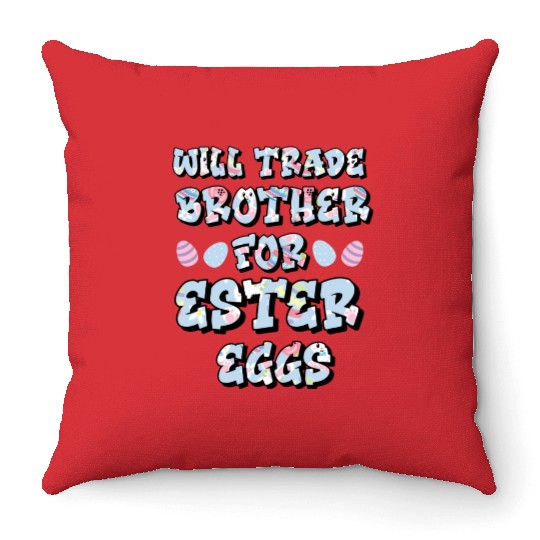 Easter Egg Negotiations: Sibling Swapsies Edition Throw Pillows