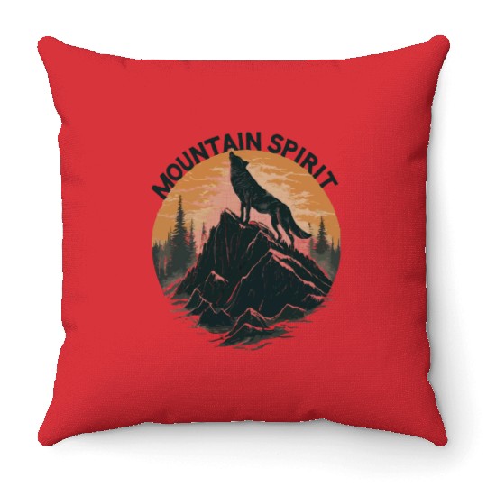 Mountain Majesty Wolf Howling on the Peak Throw Pillows