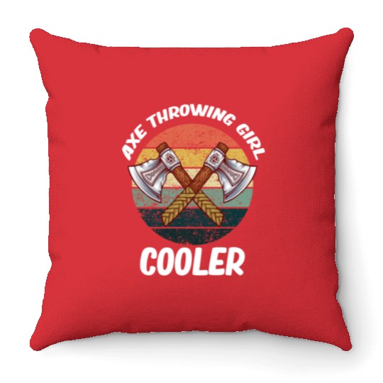 Axe Throwing Girl Cooler Chainsaw Bushcraft Throw Pillows