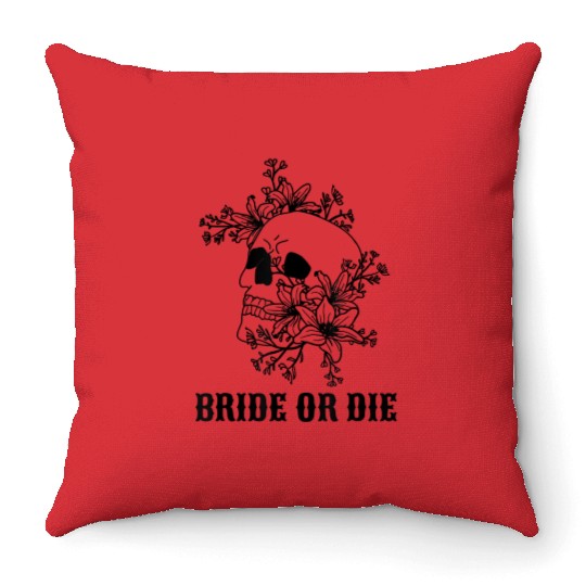 Bride Or Die Halloween Bachelorette Party Throw Pillows