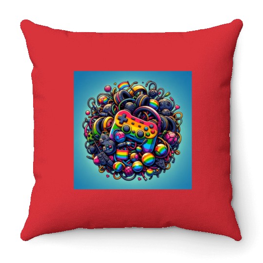 Controller Lovefest Gaymer Throw Pillows