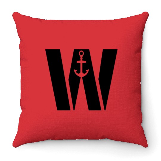 Wanchor W Anchor Essential,Hunter, pirate, ship Throw Pillows