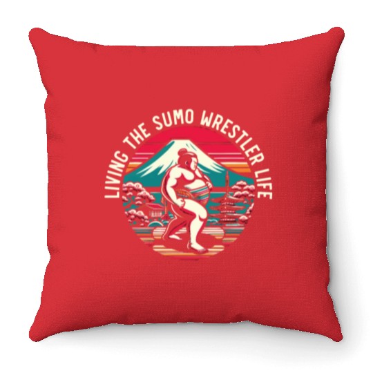 Sumo Wrestler Japanese Wrestling Sumo Wrestling Throw Pillows