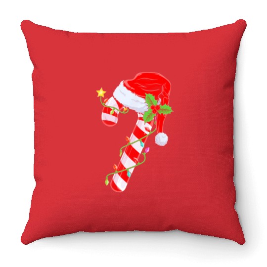 Candy Cane Crew Santa Christmas Throw Pillows