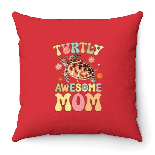 Groovy Turtle Lover Mom Throw Pillows