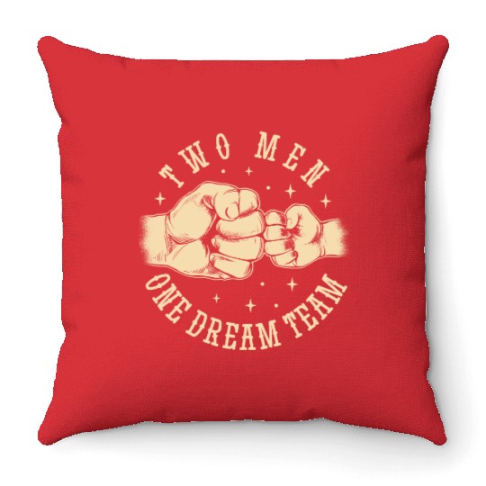 Father and son bump fists Throw Pillows