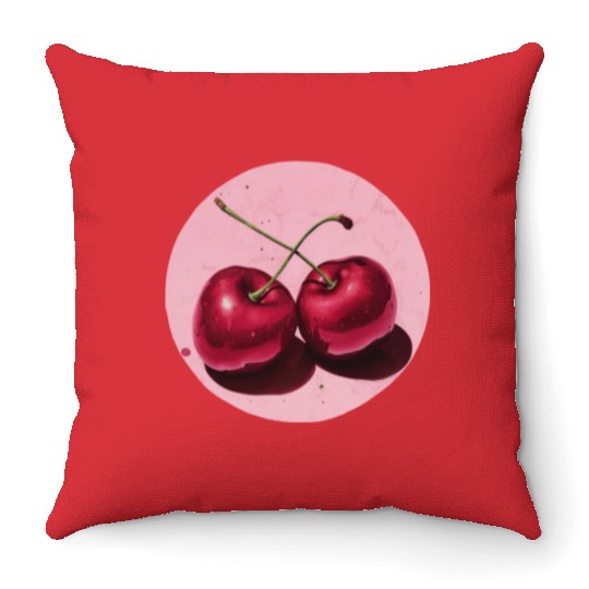 Realistic Cherry Throw Pillows