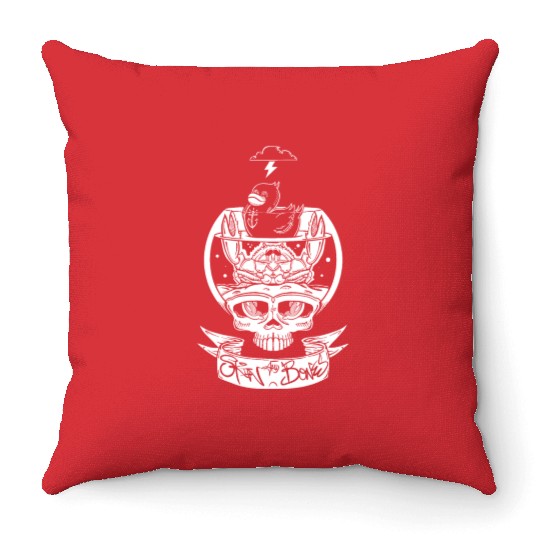 Skull Bowl Duck Crab Skin And Bones Throw Pillows