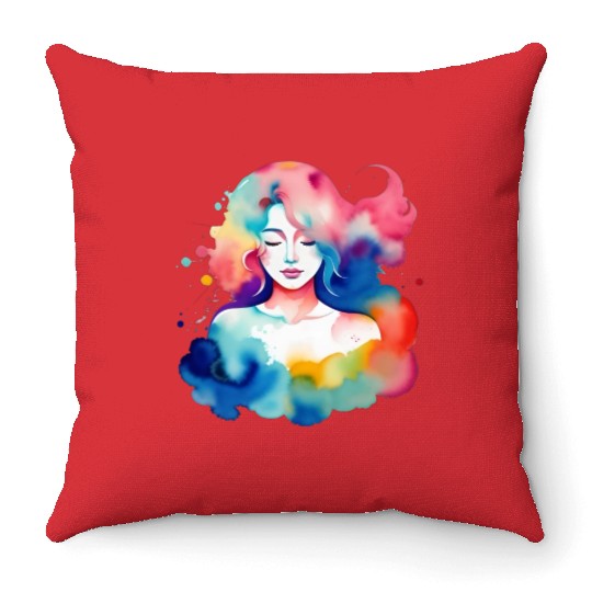 Color splash zodiac: Virgo Throw Pillows