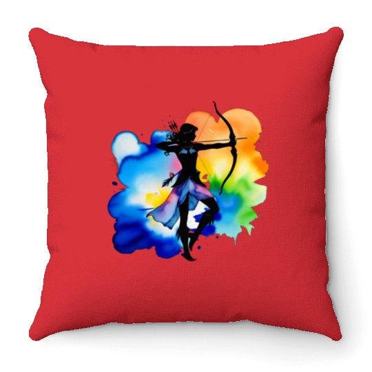 Color splash zodiac: Sagittarius Throw Pillows
