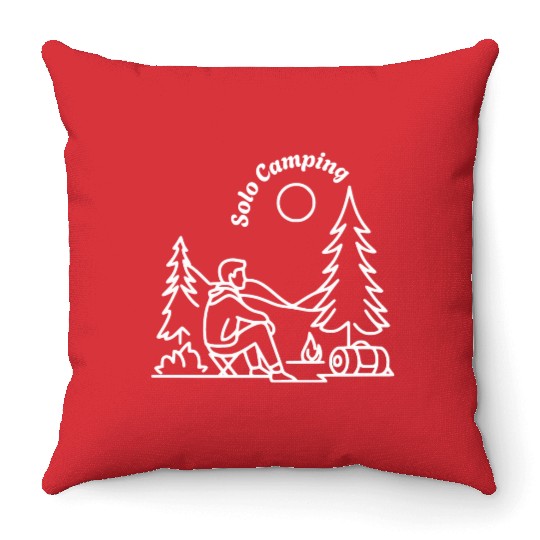 Solo Camper Camping Alone Throw Pillows