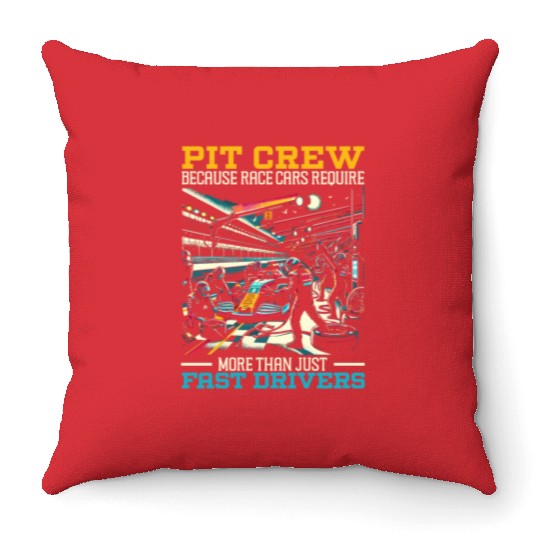 Pit Crew Race Car Racing Race Track Motorsport Throw Pillows