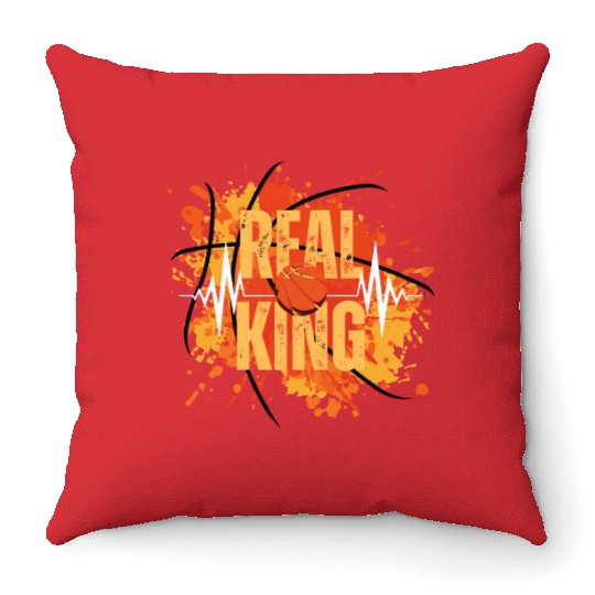 real king basketball Throw Pillows