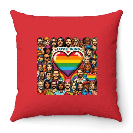 Love Wins LGBT Pride Month Vibrant Design Throw Pillows