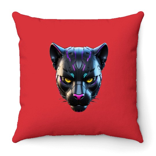 Robot Black Panther Throw Pillows