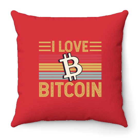I Love Bitcoin Throw Pillows