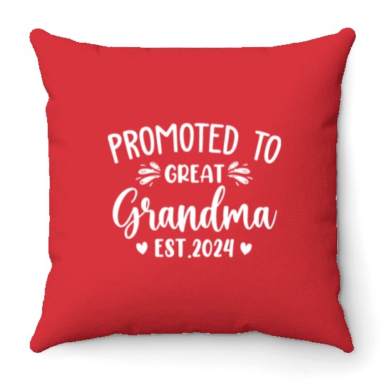 Promoted to Great Grandma 2024 Soon to Be Great Throw Pillows
