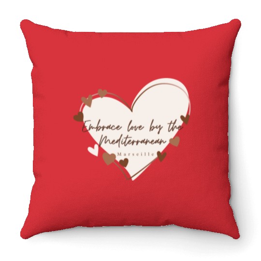 Embrace love by the Mediterranean Throw Pillows