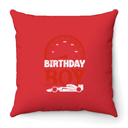 Birthday Boy Race Car Racing Car Driver Birthday Throw Pillows