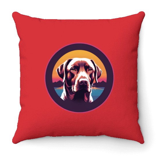 Synthwave Labrador Retriever Throw Pillows