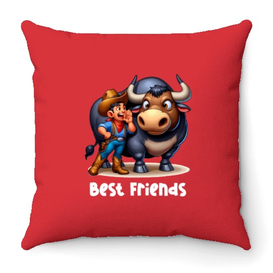 Rodeo Bull Riding Livestock Show Farmer Cattle Throw Pillows