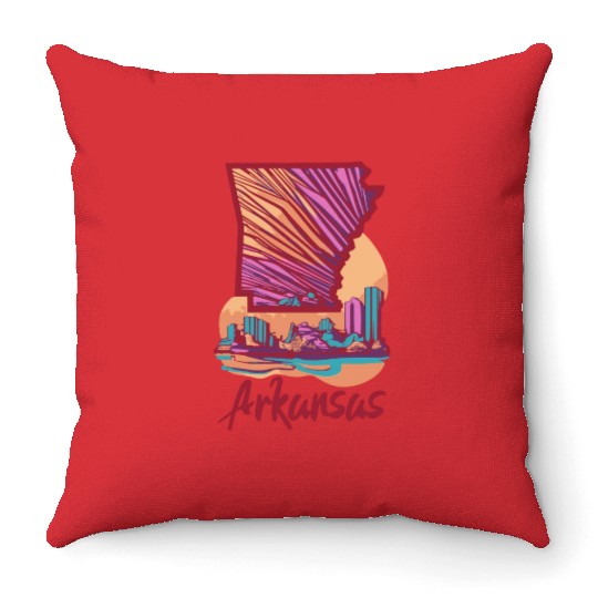 ARKANSAS NATURAL STATE ORANGE Throw Pillows