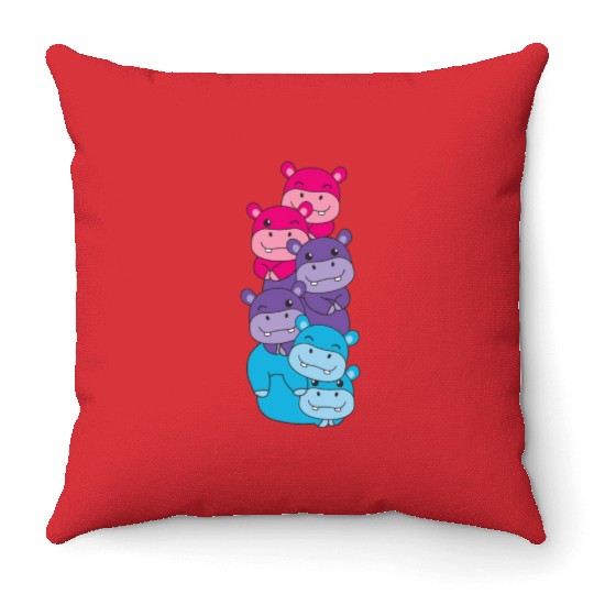 Androgynous Flag Pride Lgbtq Cute Hippo Throw Pillows